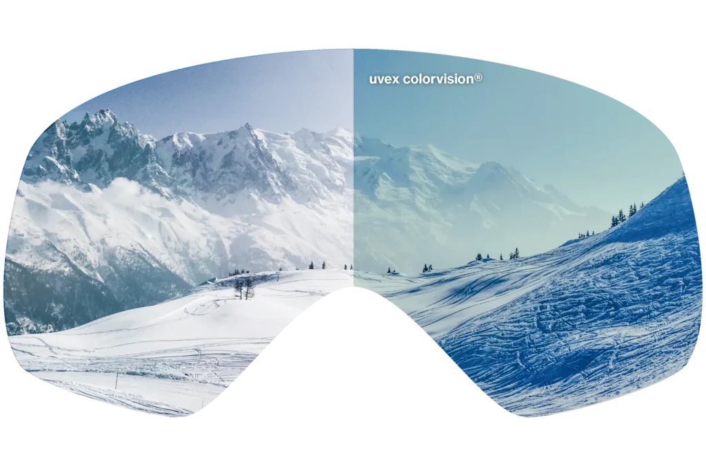 uvex: "Farbfilter der drei Scheibenfarben wandeln diffuses in präzises Licht" (© uvex colorvision®)